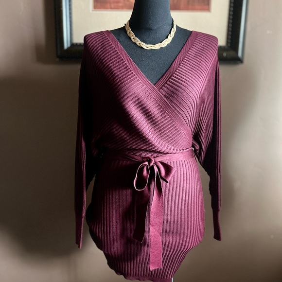 Sweater Mini Dress Burgundy NWT - Picture 3 of 8